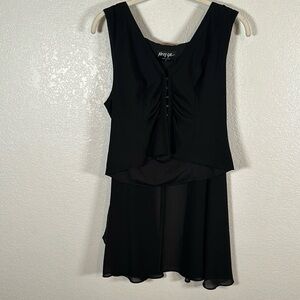 Nasty Gal Black Hook & Eye Crop Top With Sheer Cape Size Large